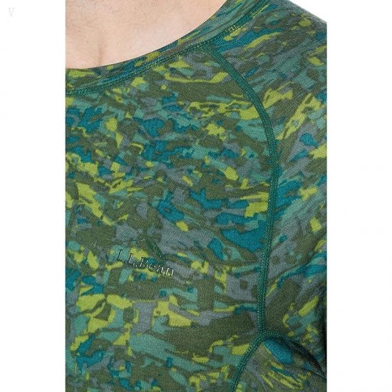 L.L.Bean Cresta Wool Midweight 250 Crew Top Print Rain Forest Modern Camo ID-YXwGrDcc