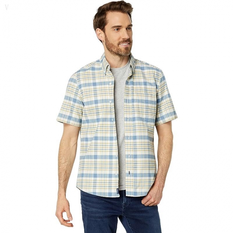 L.L.Bean Comfort Stretch Oxford Short Sleeve Slightly Fitted Plaid Vanilla ID-M9xjy8v2 - Click Image to Close