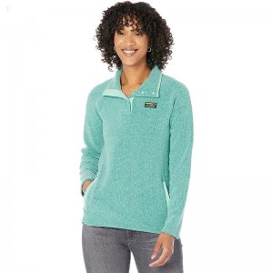 L.L.Bean Tumbled Sherpa 1/4 Snap Pullover Warm Teal ID-nxSZfK83