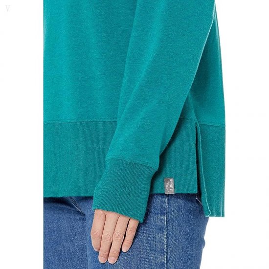 L.L.Bean Petite Bean\'s Cozy Split Hem Sweatshirt Warm Teal Heather ID-DMFNdKyX