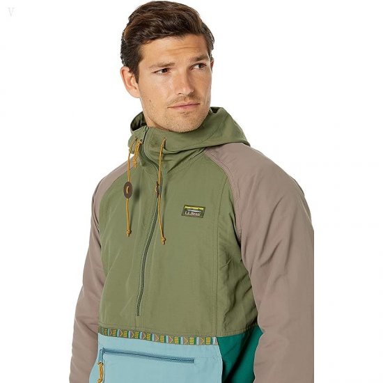 L.L.Bean Mountain Classic Anorak Multicolor Deep Olive/Mineral Blue ID-8IljUMox