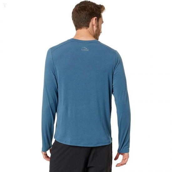 L.L.Bean Tropicwear Comfort Crew Long Sleeve Regular Dusk Blue ID-FHLIfP7g