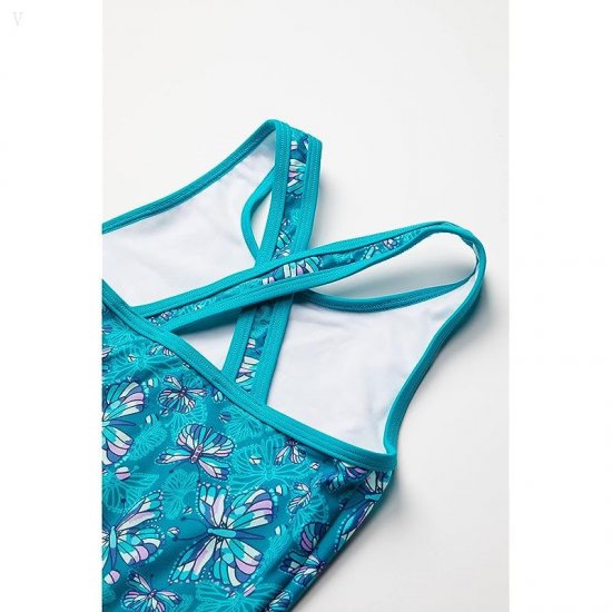 L.L.Bean Watersports Swim Tankini Shorts (Little Kids) Teal Blue Butterfly ID-vsn3MMLw
