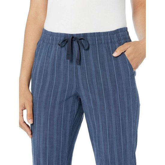 L.L.Bean Lakewashed Chino Pull-On Chambray Stripe Pants Ankle Dark Indigo ID-sfieQJy4