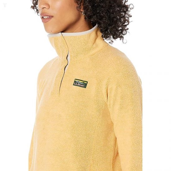 L.L.Bean Tumbled Sherpa 1/4 Snap Pullover Warm Gold ID-uPgVAIeu