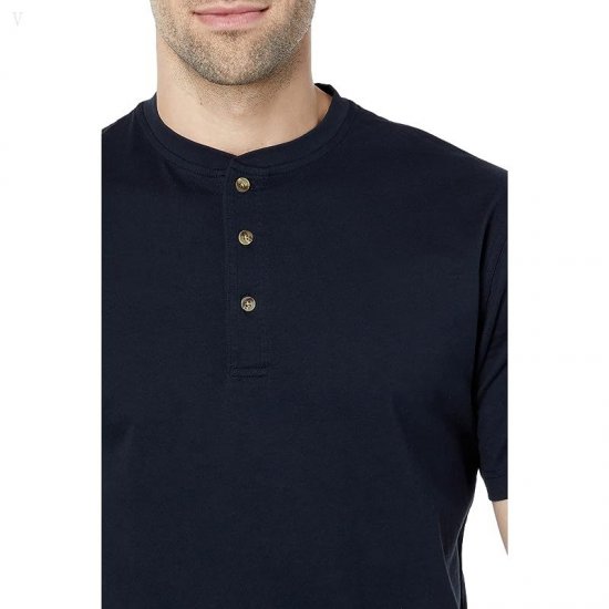 L.L.Bean Carefree Unshrinkable Henley T-Shirt Short Sleeve Black ID-pqzuKVzo