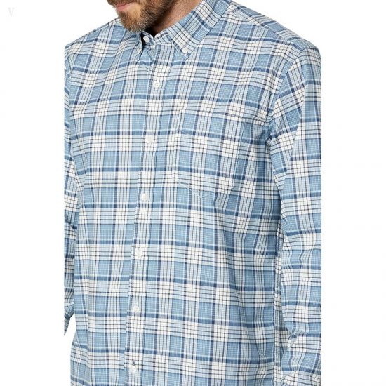L.L.Bean Comfort Stretch Oxford Long Sleeve Traditional Fit Plaid Bayside Blue ID-nnL7WnpJ