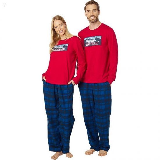 L.L.Bean Camp Pajamas Set Regular Nautical Red ID-YtGuuPjz