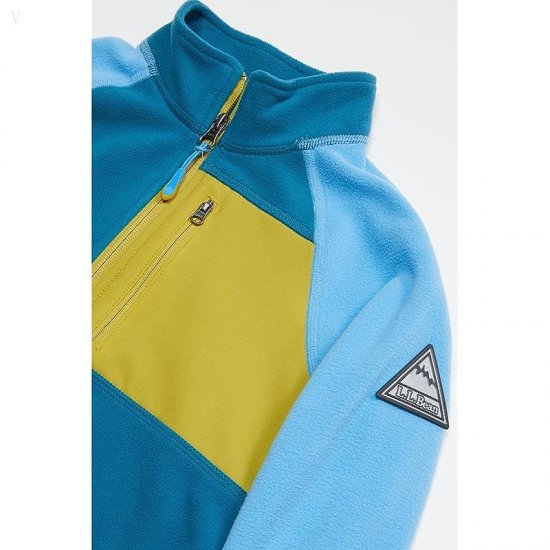 L.L.Bean Fitness Fleece 1/4 Zip (Big Kids) Mallard Teal/Cool Blue ID-l22xfKtq
