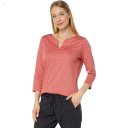 L.L.Bean Pima Tops Split-Neck Tunic 3/4 Sleeve Print Mineral Red Geo Dot ID-PJz6LV7t