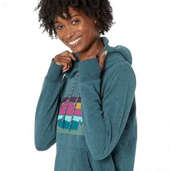 L.L.Bean Petite Bean\'s Cozy Camp Hoodie Graphic Spruce Heather Colorbars ID-W6mpZKne