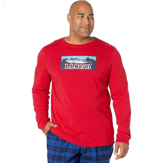 L.L.Bean Camp Pajamas Set Tall Nautical Red ID-hti4mjLH