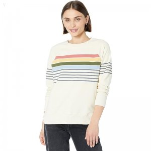 L.L.Bean Petite 24/7 Sweats Crew Stripe Cream Multi Stripe ID-S2KLZM72