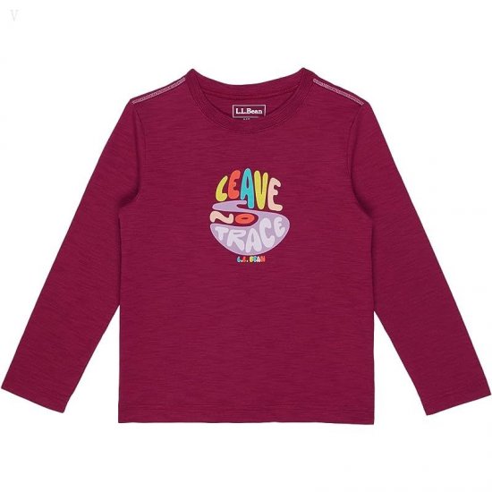 L.L.Bean Graphic Tee Glow in the Dark Long Sleeve (Big Kids) Plum Berry Leave No Trace ID-CFtzl63n