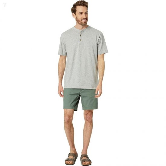 L.L.Bean Carefree Unshrinkable Henley T-Shirt Short Sleeve Gray Heather ID-lOS4M4Ws
