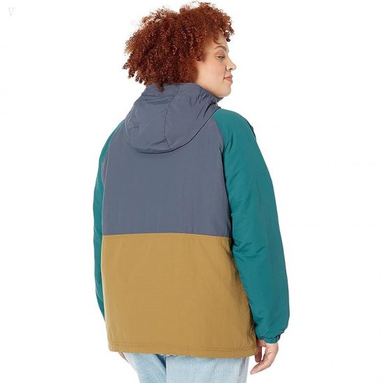 L.L.Bean Plus Size Mountain Classic Insulated Anorak Multicolor Gunmetal Gray/Burgundy ID-xAIa01S3