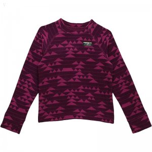 L.L.Bean Fitness Fleece Long Sleeve Tee Print (Big Kids) Plum Grape/Mountain Print ID-AkIGk3f9