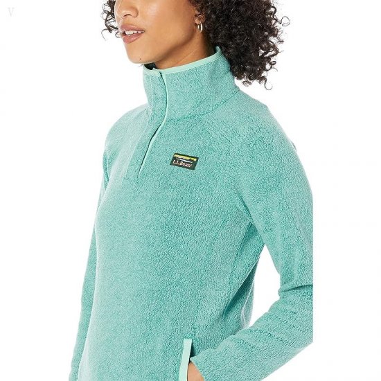 L.L.Bean Tumbled Sherpa 1/4 Snap Pullover Warm Teal ID-nxSZfK83