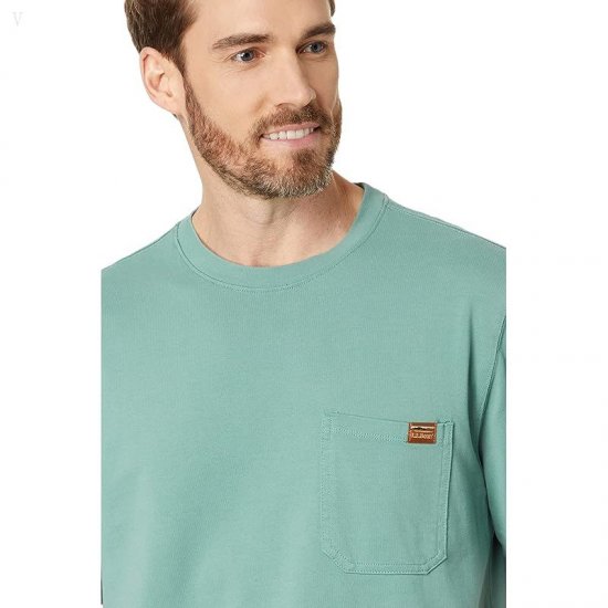 L.L.Bean BeanBuilt Cotton Pocket Tee Short Sleeve Sea Pine ID-6bCzvo8C