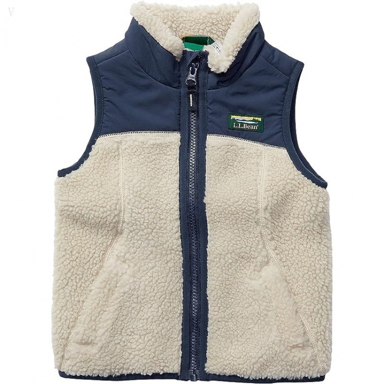 L.L.Bean Sherpa Fleece Vest (Toddler) Soapstone/Carbon Navy ID-PEgH6HUU - Click Image to Close
