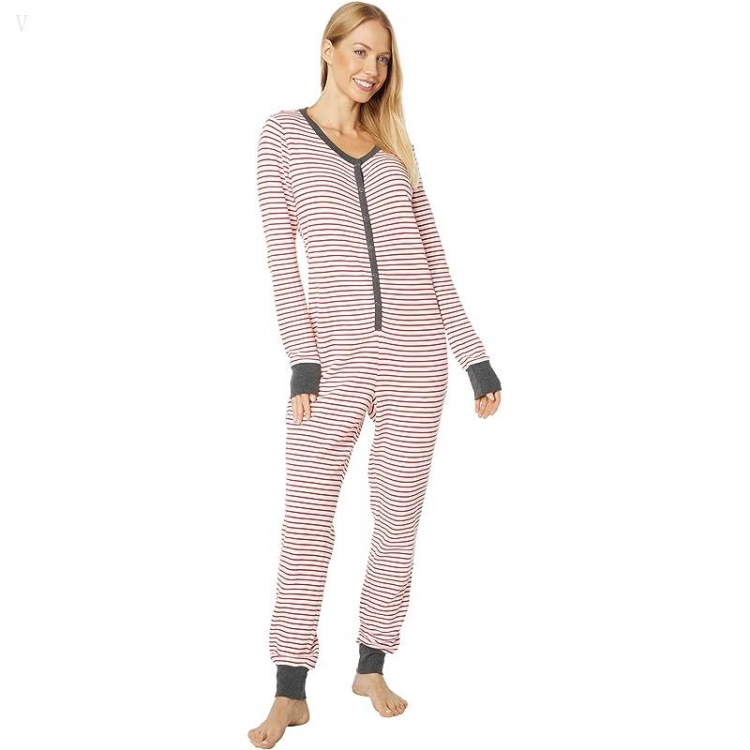 L.L.Bean Mini Waffle One-Piece Nautical Red Stripe ID-DzFMHupP - Click Image to Close