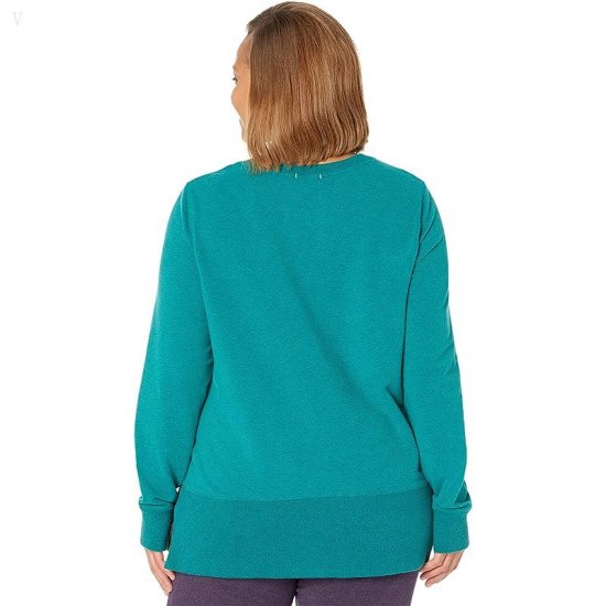 L.L.Bean Plus Size Bean\'s Cozy Split Hem Sweatshirt Warm Teal Heather ID-LHpgHzJq