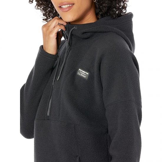 L.L.Bean Katahdin Fleece 1/2 Zip Hooded Pullover Black ID-JZlRHt5L