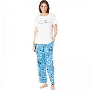 L.L.Bean Springtime Sleep PJ Set Light Ocean Dog ID-BAvs3FFO