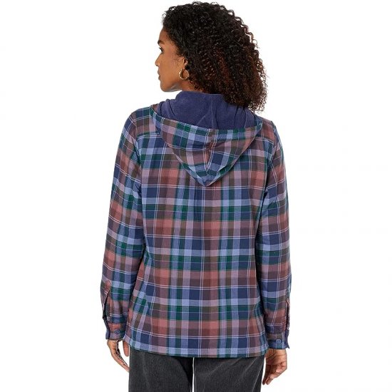 L.L.Bean Fleece Lined Flannel Shirt Hoodie Plaid Black Plum ID-yrXKeqYm