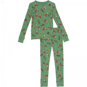 L.L.Bean Organic Cotton Fitted Pajamas (Little Kids) Greenfield Foxes ID-CbBy2Cqw