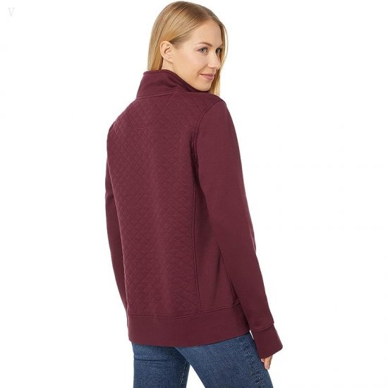L.L.Bean Quilted Sweatshirt 1/4 Zip Pullover Long Sleeve Deep Wine ID-p1Y7eqfi