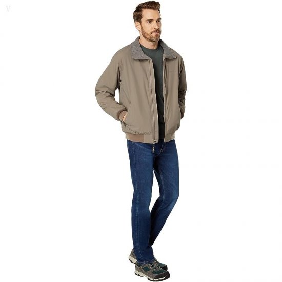 L.L.Bean Warm-Up Jacket Taupe Brown ID-4WkSEhyE