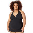 L.L.Bean Plus Size Slimming Swimwear Clasp Halter Dress Black ID-vDyhI9eU