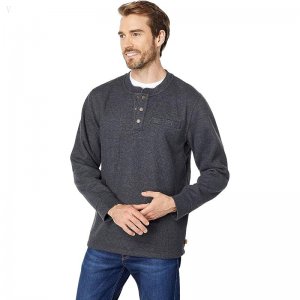 L.L.Bean Katahdin Iron Works Bonded Waffle Fleece Henley Slightly Fitted Regular Charcoal Heather ID-I4a1zB8D