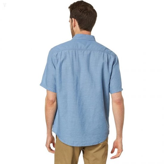 L.L.Bean Rugged Linen Short Sleeve Shirt Traditional Fit Rustic Blue ID-lI3A328U