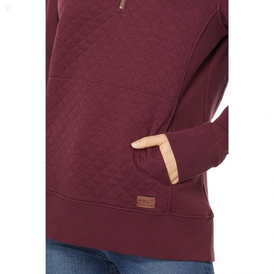 L.L.Bean Quilted Sweatshirt 1/4 Zip Pullover Long Sleeve Deep Wine ID-p1Y7eqfi