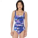 L.L.Bean BeanSport Square Neck Tanksuit Print Lilac Palm ID-JfLJIs6v