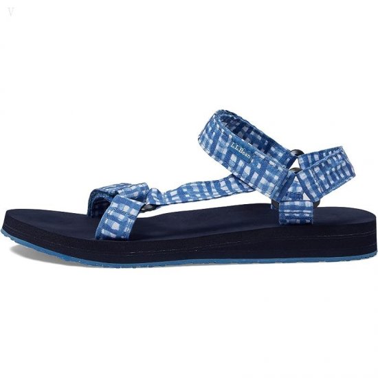 L.L.Bean Maine Isle 4 Point Sandal Print Marine Blue Gingham ID-DeZyjGLa
