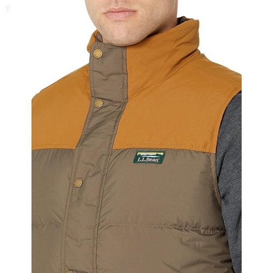 L.L.Bean Mountain Classic Down Vest Color-Block Dark Cinder/Saddle ID-V8oaQAfO