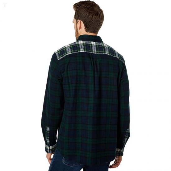 L.L.Bean Scotch Plaid Flannel Traditional Fit Shirt Black Watch Patchwork ID-TeS0sb9K