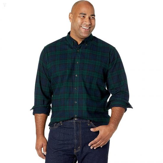 L.L.Bean Scotch Plaid Flannel Traditional Fit Shirt - Tall Black Watch ID-tMSHokSp