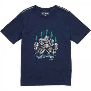 L.L.Bean Graphic Tee Glow in the Dark (Big Kids) Nautical Navy Bear Claw ID-2TddVZIX
