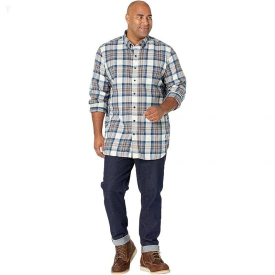 L.L.Bean Scotch Plaid Flannel Traditional Fit Shirt - Tall Indigo Tartan ID-SzZYrTau