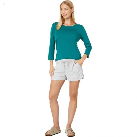 L.L.Bean Pima Cotton Shaped Jewelneck Tee 3/4 Sleeve Warm Teal ID-3vLczG4g