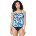 L.L.Bean BeanSport Scoop Neck Tankini Top Print Darkest Navy Multi Floral ID-Y13dar4J