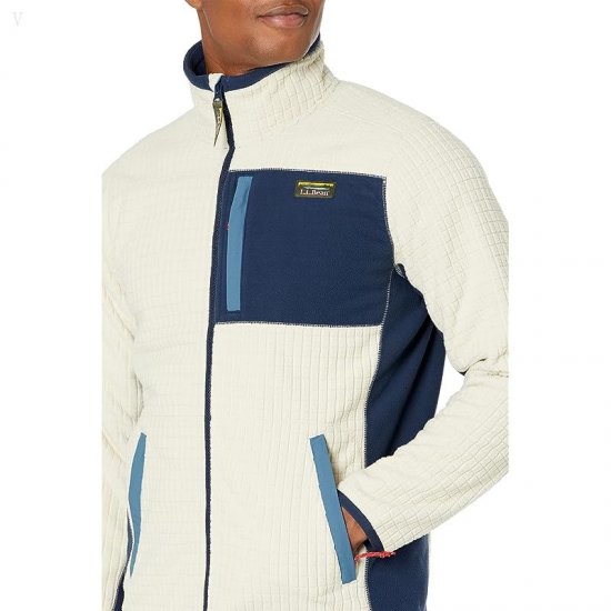 L.L.Bean Mountain Classic Windproof Fleece Jacket Natural/Nautical Navy ID-YBQtXr3U
