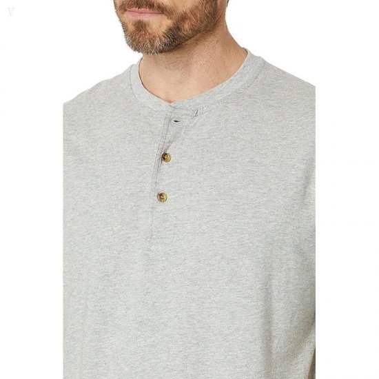 L.L.Bean Carefree Unshrinkable Henley T-Shirt Short Sleeve Gray Heather ID-lOS4M4Ws
