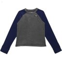 L.L.Bean Fitness Fleece Long Sleeve Tee Color-Block (Big Kids) Gray Heather/Night ID-x4O4L6S1