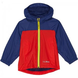 L.L.Bean Discovery Rain Jacket Color-Block (Toddler) Lobster Red/Dark Royal Blue ID-uQt8UU98