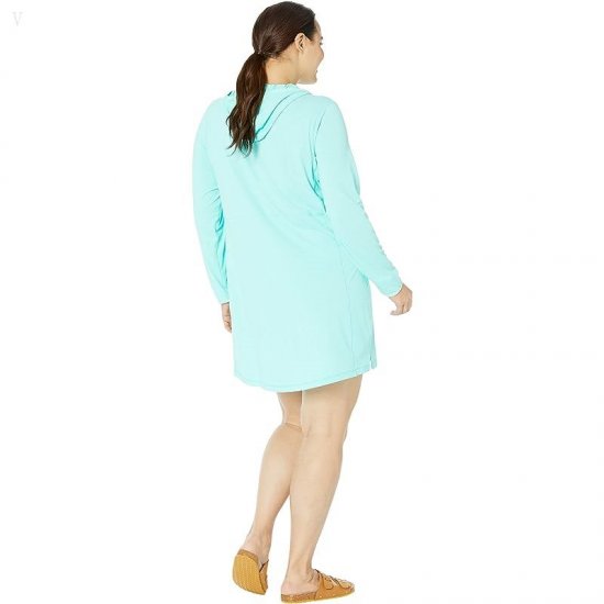 L.L.Bean Plus Size Sand Beach Cover-Up Hooded Tunic Beach Glass ID-tyu1PLZe